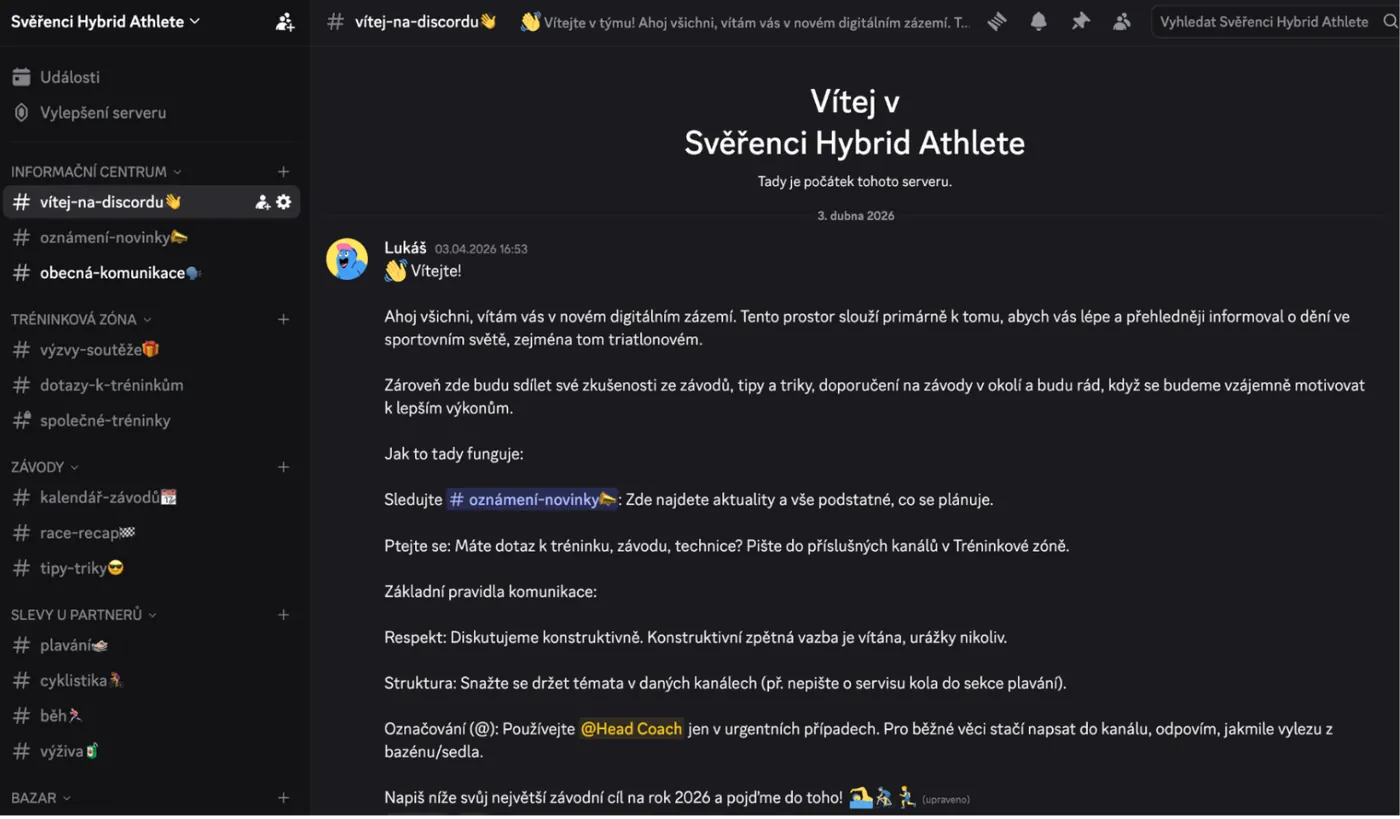 Soukromá Discord komunita pro svěřence Hybrid Athlete